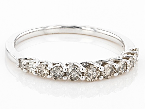 White Diamond 10k White Gold Band Ring 0.50ctw