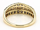 Shades Of Champagne Diamond 10k Yellow Gold Wide Band Ring 0.95ctw