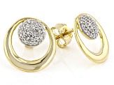 White Diamond 10k Yellow Gold Cluster Stud Earrings 0.15ctw