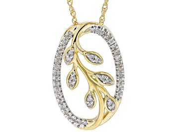 Picture of White Diamond 10k Yellow Gold Pendant With 18" Rope Chain 0.25ctw