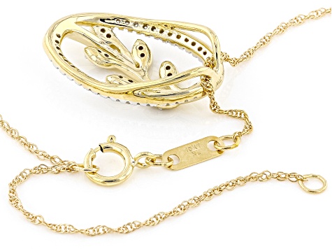 White Diamond 10k Yellow Gold Pendant With 18" Rope Chain 0.25ctw