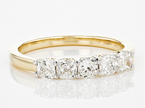 White Diamond 14k Yellow Gold 5-Stone Band Ring 0.85ctw