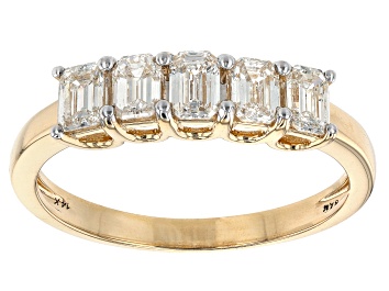 Picture of White Diamond 14k Yellow Gold 5-Stone Band Ring 0.85ctw