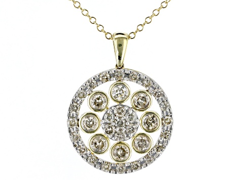 Candlelight Diamonds™ 10k Yellow Gold Cluster Pendant With 19" Chain 2.00ctw
