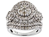 White Diamond 10k White Gold Cluster Ring 3.00ctw