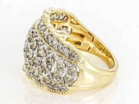 Diamond 10k Yellow Gold Wide Band Ring 2.00ctw