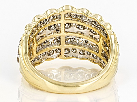 Diamond 10k Yellow Gold Wide Band Ring 2.00ctw