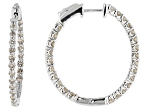 Diamond 10k White Gold Inside-Outside Hoop Earrings 2.00ctw