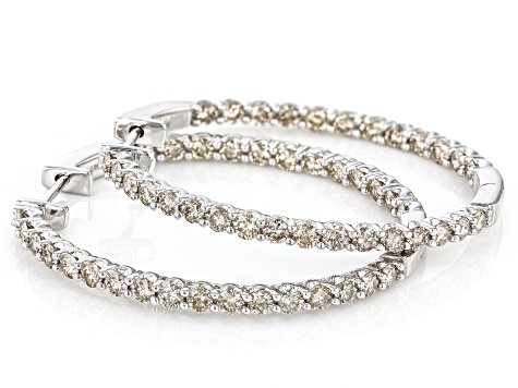 Diamond 10k White Gold Inside-Outside Hoop Earrings 3.00ctw