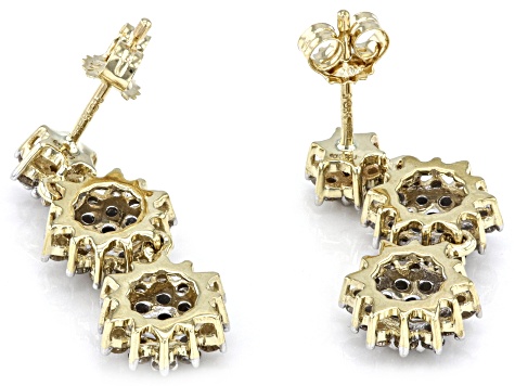 Diamond 10k Yellow Gold Dangle Earrings 1.00ctw