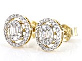 White Diamond 10k Yellow Gold Stud Earrings 0.45ctw