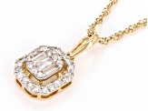 White Diamond 10k Yellow Gold Cluster Pendant With 18" Singapore Chain 0.15ctw