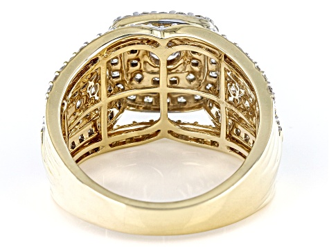 White Diamond 10k Yellow Gold Cluster Ring 1.75ctw