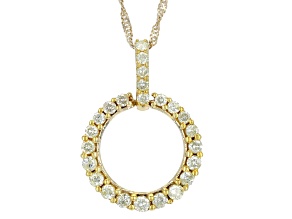 Natural Yellow Diamond 10k Yellow Gold Circle Pendant With 18" Singapore Chain 0.45ctw