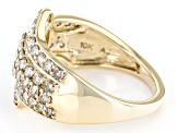 Candlelight Diamonds™ 10k Yellow Gold Cluster Bypass Ring 1.00ctw