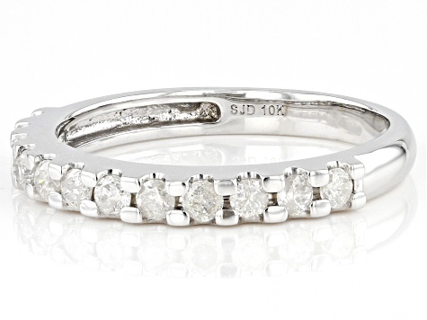 White Diamond 10k White Gold Band Ring 0.45ctw