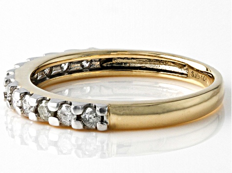 White Diamond 10k Yellow Gold Band Ring 0.45ctw