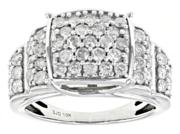 Picture of White Diamond 10k White Gold Cluster Ring 1.40ctw