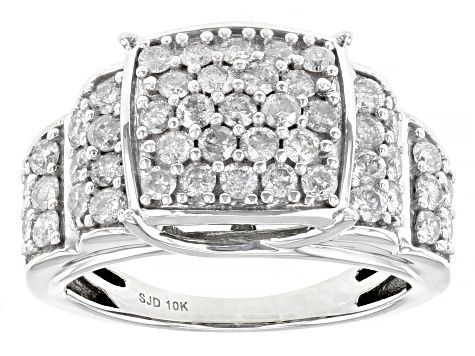 White Diamond 10k White Gold Cluster Ring 1.40ctw - SDG255 | JTV.com