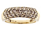 Champagne Diamond 10k Yellow Gold Cluster Band Ring 1.00ctw