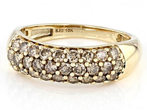 Champagne Diamond 10k Yellow Gold Cluster Band Ring 1.00ctw - SDG256 ...