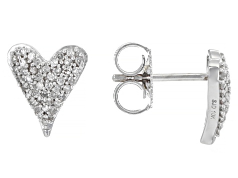 White Diamond 10k White Gold Heart Stud Earrings 0.25ctw - SDG257 | JTV.com