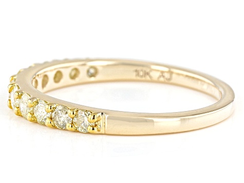 Natural Yellow Diamond 10k Yellow Gold Band Ring 0.60ctw