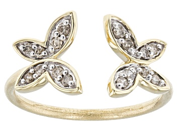 Picture of Diamond 10k Yellow Gold Butterfly Cuff Ring 0.20ctw