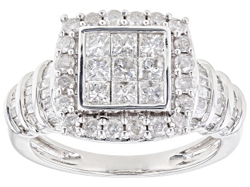 Picture of White Diamond 10k White Gold Quad Ring 1.50ctw