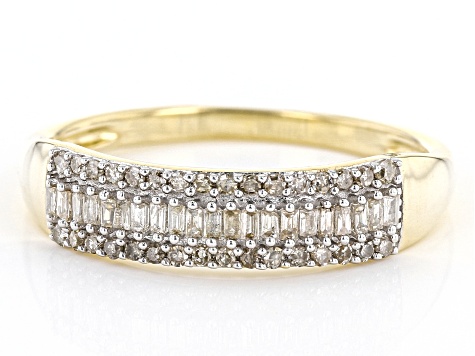 White Diamond 10k Yellow Gold Band Ring 0.25ctw