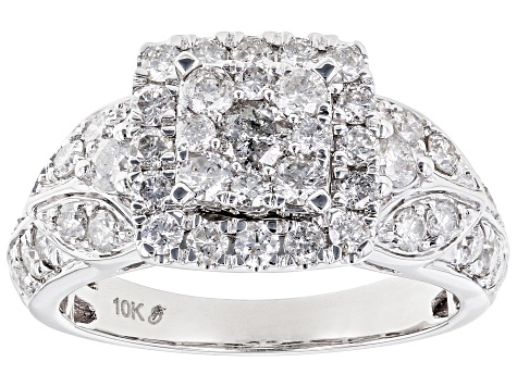 14 Karat White Gold Quad Set Diamond Engagement Ring – The Estate Watch And  Jewelry Company®
