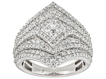 Picture of White Diamond 10k White Gold Statement Ring 1.50ctw