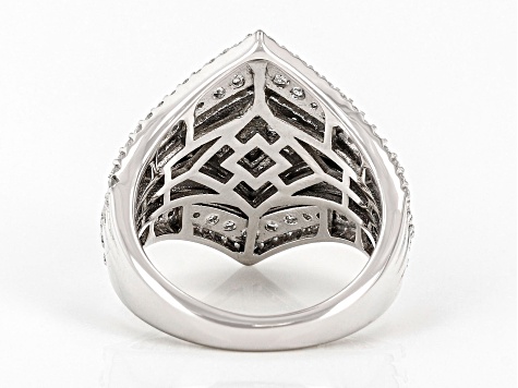 White Diamond 10k White Gold Statement Ring 1.50ctw