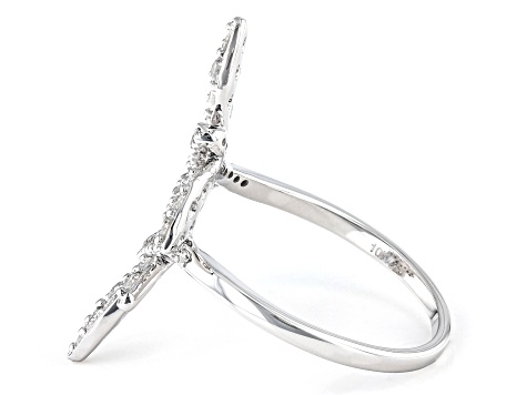 White Diamond 10k White Gold Dragonfly Ring 1.00ctw