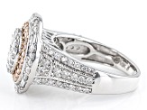 White Diamond 10k White And Rose Gold Halo Ring 1.50ctw