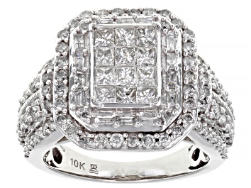 Picture of White Diamond 10k White Gold Quad Ring 2.00ctw