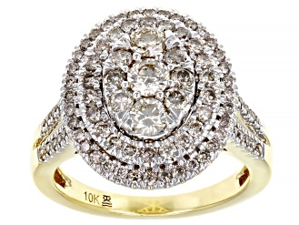 Diamond 10k Yellow Gold Cluster Ring 1.50ctw