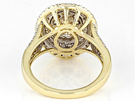 Diamond 10k Yellow Gold Cluster Ring 1.50ctw