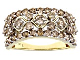 Champagne Diamond 10k Yellow Gold Band Ring 1.50ctw