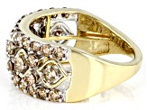 Champagne Diamond 10k Yellow Gold Band Ring 1.50ctw