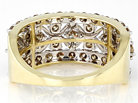 Champagne Diamond 10k Yellow Gold Band Ring 1.50ctw