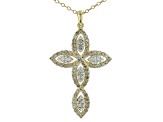 Diamond 10k Yellow Gold Cross Pendant With 18" Cable Chain 1.00ctw