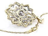 Diamond 10k Yellow Gold Floral Pendant With 18" Cable Chain 1.50ctw