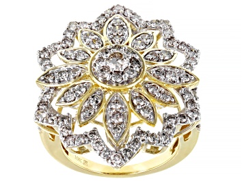 Picture of Diamond 10k Yellow Gold Floral Ring 2.00ctw