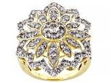 Diamond 10k Yellow Gold Floral Ring 2.00ctw