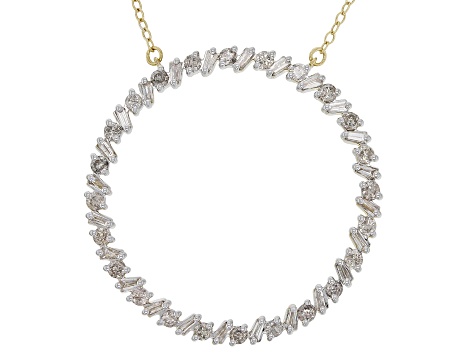 Diamond 10k Yellow Gold Circle Necklace 1.00ctw