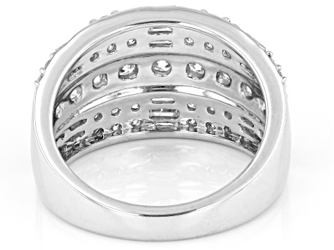 White Diamond 950 Platinum Wide Band Cluster Ring 1.75ctw