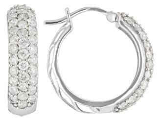 White Diamond 10k White Gold Hoop Earrings 2.00ctw