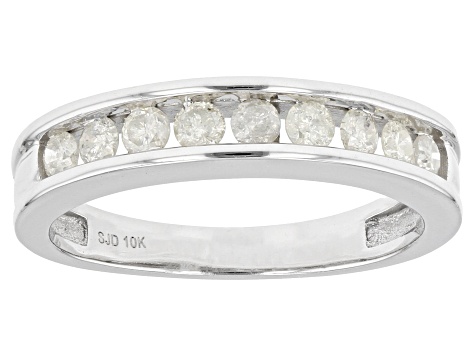 White Diamond 10k White Gold Band Ring 0.50ctw