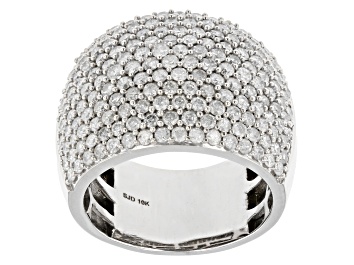 Picture of White Diamond 10k White Gold Wide Band Cluster Ring 3.00ctw